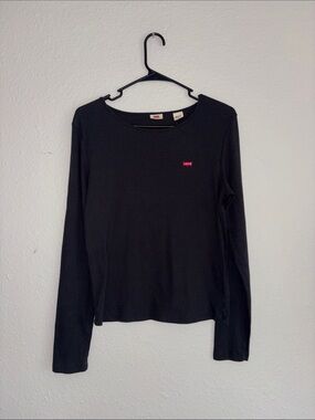 Levi's Black Long Sleeve Shirt with Red Logo
